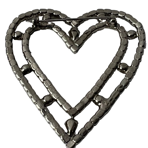 Vintage Oversized RARE Rhinestone Heart Brooch - Picture 7 of 11